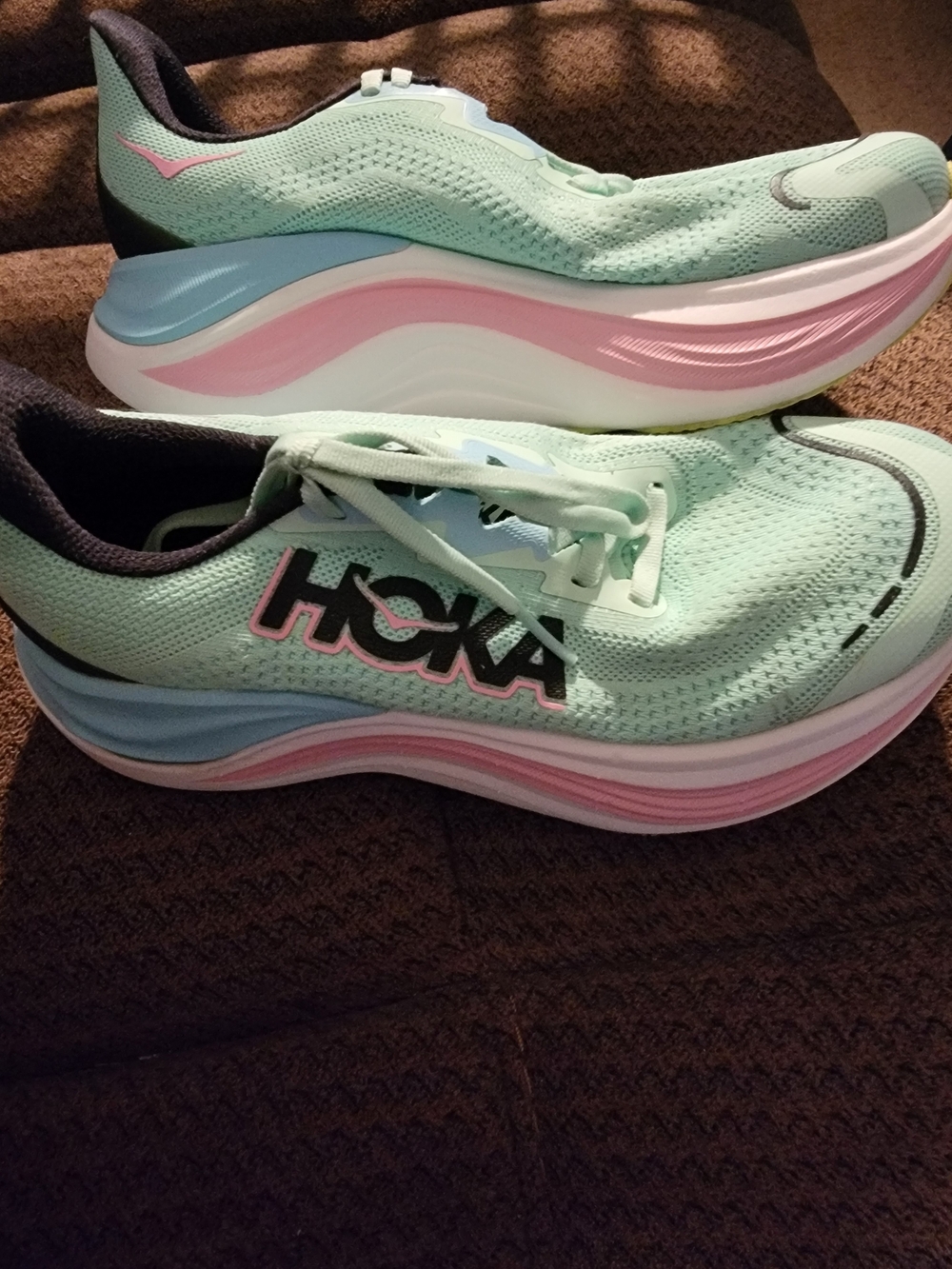 Hoka SKYWARD X Women's Mint Pink Blue Cushioned Running Sneakers